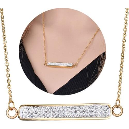 Hot Sale Three Rows Full Rhinestone CZ Gold Color Stainless Steel Necklaces