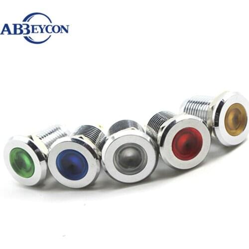 IN10 12mm waterproof indicator light pilot lamp flat round signal lamp IP67
