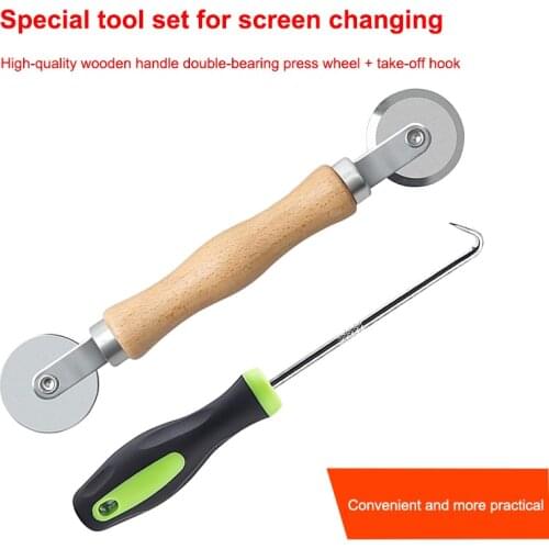 2pcs/set Wooden Handle Gauze Wheel Window Install Tool Screen Door Window Installation Hand Roller Rolling Tool