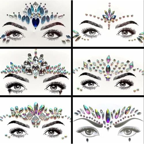 Beautiful Glitter Eye Gems Temporary Tatoo Sticker Flash Face Jewelry For Stage Show Party Makeup Tools Cosmetic Eye Decor Paste