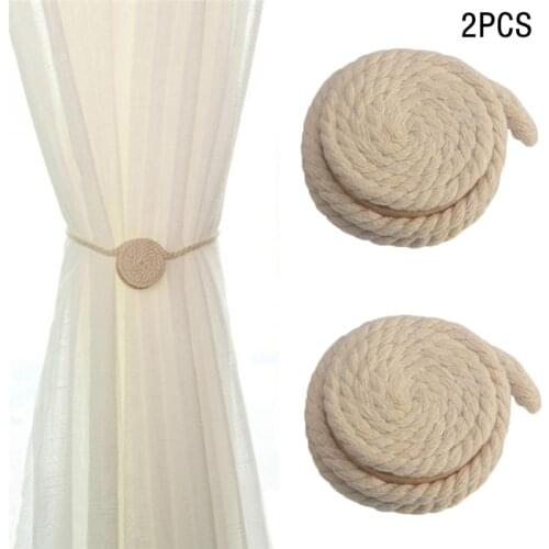 2Pcs/Set Creative Cotton Rope Curtain Buckle Hanging Tieback Drape Clip Magnetic Holder