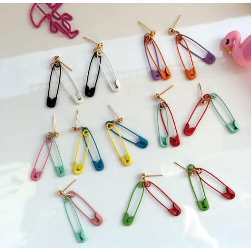 Creative interesting Paper clip pin earrings For women Girls Two color Alloy Pin pendants Earring Charm Ear Jewelry Gifts