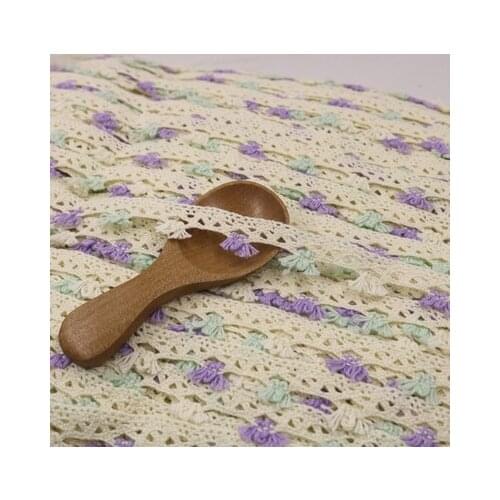 10 Meters 1.5cm wide Beige Purple Cotton Lace Trim Embroidered Crocheted Lace Trimming For Costume Design Bridal DIY Patchwork