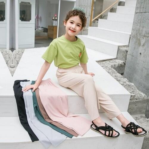 Kids Clothes Girls Pants Children 2020 Summer Girls Leggings Breathable Wide Leg Pants Toddler Teens Thin Anti-mosquito Pants
