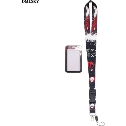 MD141 DMLSKY Fashion Anime Necklack Lanyard Key Gym Strap Multifunction Mobile Phone Decoration With Card Holder Cover For Fans