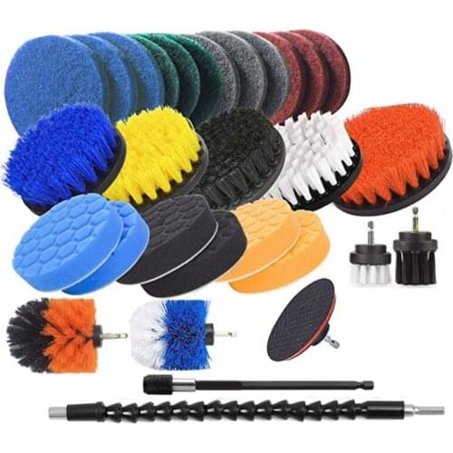 31Pcs Drill Brush Attachments Set Scrub Pads Sponge Power Scrubber Brush Clean for Tiles Bathroom Kitchen Automobile