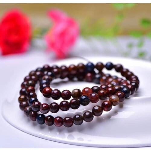 6mm Genuine Natural Pietersite Blue Stretch Gemstone Round Beads 3 Laps Bracelet 6mm Namibia Necklace Fashion Best AAAAA