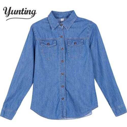 Yunting New 2021 Spring Autumn Denim shirt cardigan shirt Long sleeve loose slim casual jacket free shipping