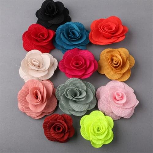 Wholesale 50PCs 20Pcs Handmade Fabric Flower Patch Stickers 5CM DIY Hair Jewelry Craft Patches Garment Shoes Headband Clip Decor
