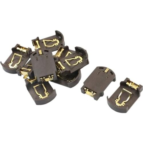 10 x CR2032 plastic button cell battery base holder for SMD SMT coffee