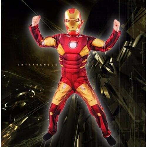 Boys Fancy Deluxe Red Iron Man Outfit Kids Gifts Halloween Party Cosplay Costum Birthday Banquet Dress Up Props Kids Gifts