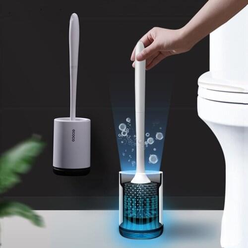 Silicone TPR Toilet Brush with Holder Quick Drain Cleaning Brush Tools for Toilet Household WC Bathroom Accessories Sets