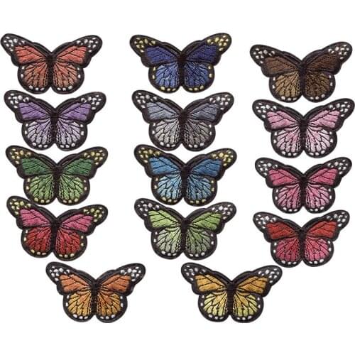 Fabric Embroidered Colored Butterfly Patch Clothes Sticker Bag Sew Iron On Applique DIY Apparel Sewing Clothing Accessories