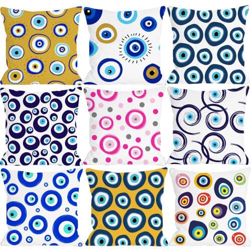 Turkish Evil Eye Cushion Cover Home Decor Mediterranean And Asian Tribes Culture Sofa Decorative Pillow Case