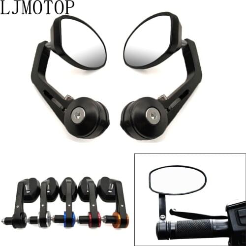 Universal Motorcycl Handle Bar End Rearview mirror 7/8" For Kawasaki ZRX1100 / 1200 ZX9 ZZR1200 W800 Cafe ER-5 VERSYS