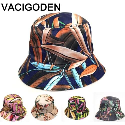 VACIGODEN Women Fashion Flower 3D Printed Bucket Hat Sunbonnet Fedoras Outdoor Chapeau Fisherman Caps De Pescador Gorros