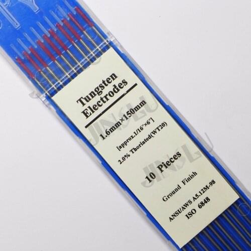 Tig Tungsten Electrode WT20 2% Red Tip 1.6mm*150mm 10PCS