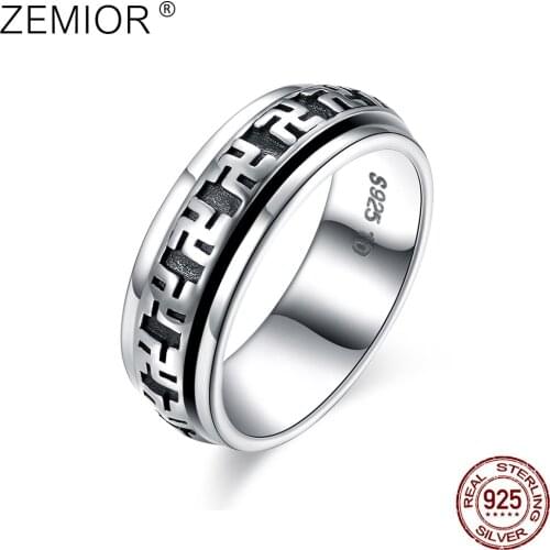 ZEMIOR 100% Original 925 Sterling Silver Rings Boutique Jewelry for Men Buddhas Punk vintage Biker Mens Luxury Jewelry Making