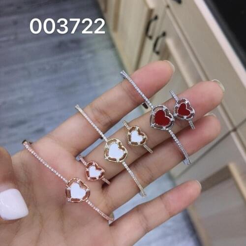 TIRIM 2020 NEW Trendy Heart Style Thin Bangle Ring for Women Drip Oil Zirconia Wedding Engage Bracelet Set Dubai Jewelry