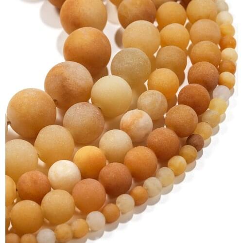 1strand/lot 4/6/8/10mm Yellow Matte River stone Natural Stone Round Loose Spacer Beads For DIY Bracelet Jewelry Makings Supplies