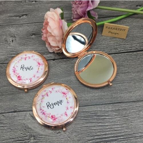1pcs Personalized wedding logo folding Makeup mirror custom name date Wedding favor and gift Bridesmaid gifts
