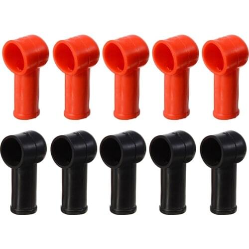 10pcs Black Red Car Battery Negative Positive Terminal Covers Cap Boot Insulating Protector Replacement Batteries Accessories