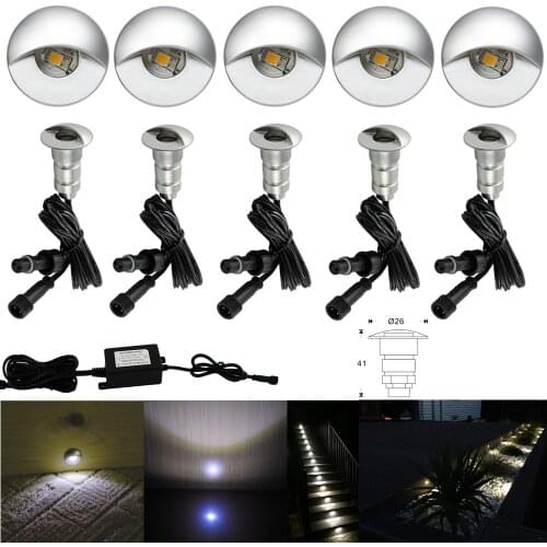 10PCS/lot 26mm Half Moon Eyelid 12V Low Voltage Waterproof Yard LED Deck Rail Stair Step Terrace Inground Lights + Transformer