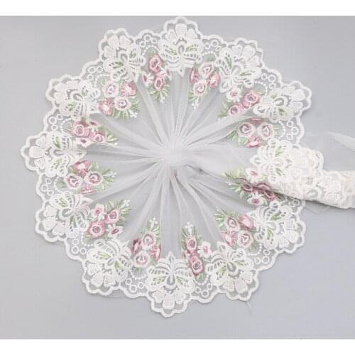 2 Yard Flower Embroidered Lace Edge Trim Ribbon Applique DIY Sewing Craft Fabric Edging Trimmings Vintage Wedding Dress