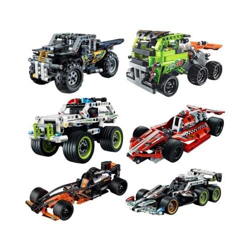 3411-3424 Return Race car Series champion/oesert/record breaker racer Set Education Building Blocks Bricks Toys Model Gift