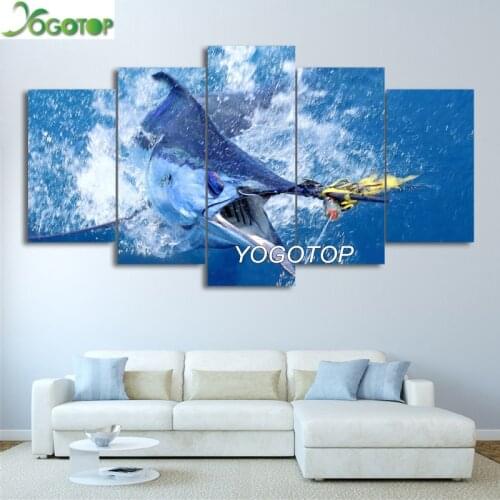 Diy Diamond Painting Jumping Marlin Tuna Fish Painting Sailfish Fishing 5D Full Drill Mosaic Diamond Embroidery 5 Pieces ML1250