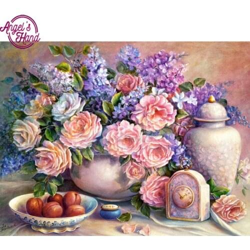 DIY diamond embroidery Lilac&peony 5D diamond painting Cross Stitch full square drill Rhinestone mosaic decoration