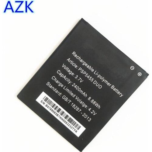 AZK 10PCS Rechargeable 3.7V 2400mAh PSP5455 DUO Battery for Prestigio Multiphone PSP5455 DUO battery Smartphone