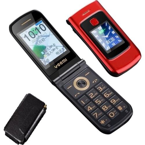 Free Case SOS Big Button Senior Cover Phone Basic Style Easy Use for Elderly 2G GSM Dual Screen Flip Cellphone Camera Torch