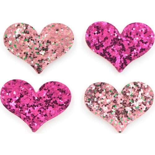 20Pcs Shining Fabric Glitter Heart Padded Appliques for Kid DIY Patches and Baby Headwere Accessorie & DIY Craft Decoration K59