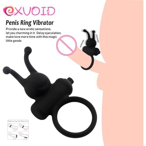 EXVOID Cock Vibrating Ring Clitoris Stimulate Elastic Penis Vibrator Ring Delay Ejacualtion Adult Products Sex Toys for Men