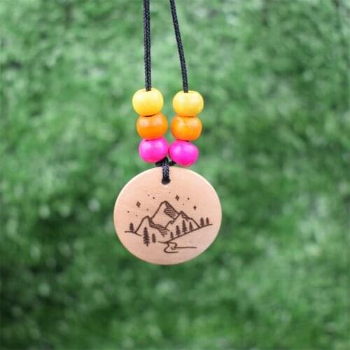Pattern customization wood mountain necklace DIY beads Necklace