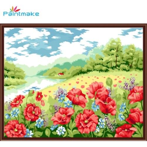 Paintmake Flowers DIY Paint By Numbers Oil Painting On Canvas Home Decoration Painting Wall Art Picture For Kids Adult
