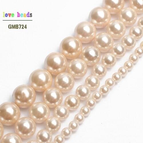 AA+ Natural Pink Shell Pearl Loose Round Beads for DIY Bracelet Jewelry Making Strand 15'' 6/8/10/12mm