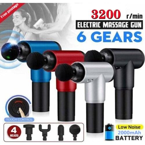 6 Speeds Massage Gun Rechargeable Handheld Deep Tissue Massager Rechargeable Handheld Body Massage Gun with 4 Massage Head