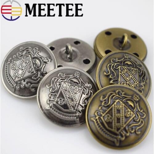 Meetee 10Pcs 12-30mm Metal Buttons Jeans Coat Jacket Copper Retro Button for DIY Sewing Clothing Decor Accessories B3-13