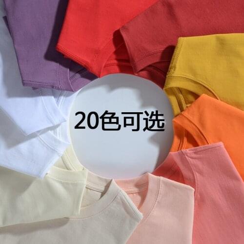 Pure color breathable round collar men and women T-shirt render unlined upper garment loose half sleeve blouse