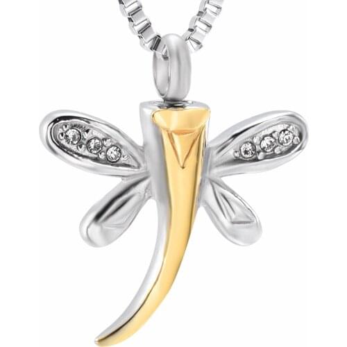 Urn Necklace Dragonfly Memorial Ashes Holder Keepsake Urns Necklace Pendant Stainless Steel Cremation Pet Jewelry for Women