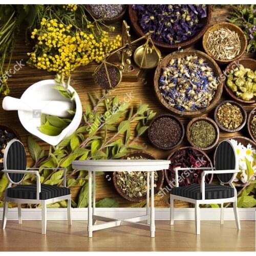Custom natural scenery wallpaper,Natural medicine, herbs for store restaurant living room wall background wall wallpaper