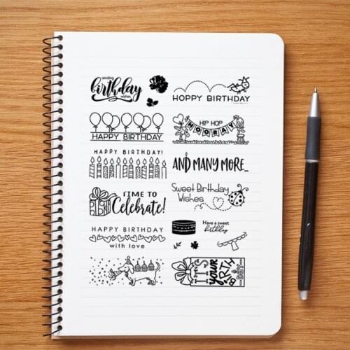 Birthday Wishes Lettering Clear Elegant Card Making Stamps for Card Making Decoration and DIY Scrapbooking Rubber Wholesales