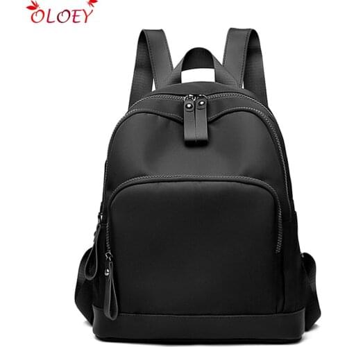 Oxford Cloth Womens Backpack Solid Color Simple School Bag High Quality Travel Backpack Waterproof Shoulder Bags Female Mochila