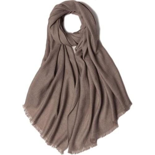 100%goat cashmere twill womens fashion boutique big scarf shawl pashmina ecru ppl brown 70x210cm