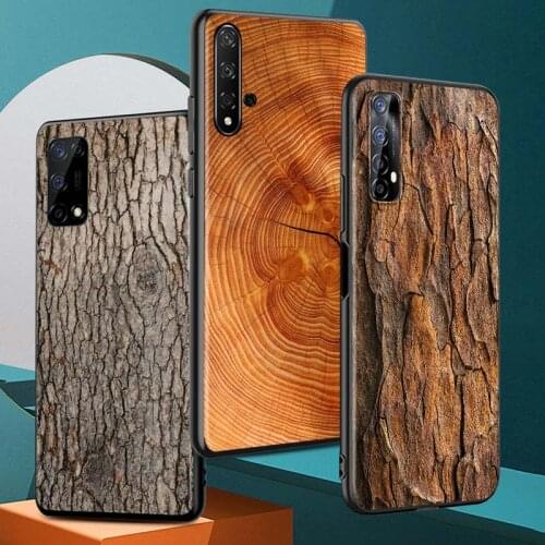Texture Wood for OPPO Realme V15 X5 X3 X50 X7 X2 C17 C11 C3 C2 7 7i 6 6S 6i 5 Narzo 20 Pro Black Phone Case