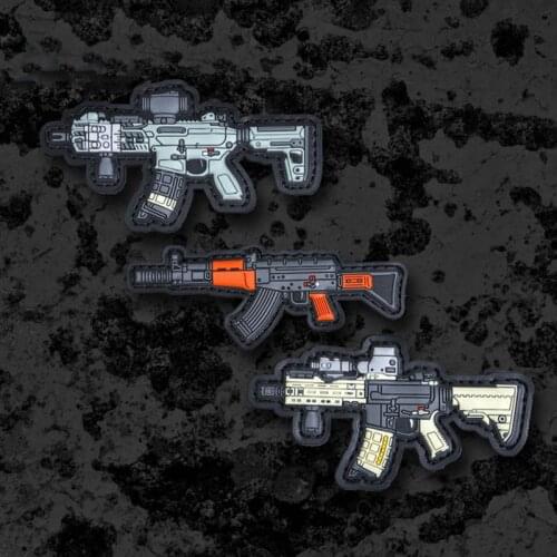 Q Version Weapons PVC Patch MK18 SIG MCX 81-1 Guns Tactical Armband Velcro Military Badge For Clothes Backpack Appliques