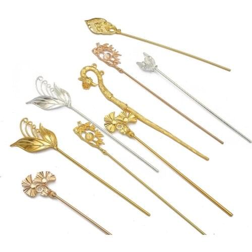 High Quality Mix Size 1pc Gold Silver Color Vintage Style Alloy Hair Sticks For Women Headbands Hair Accessories