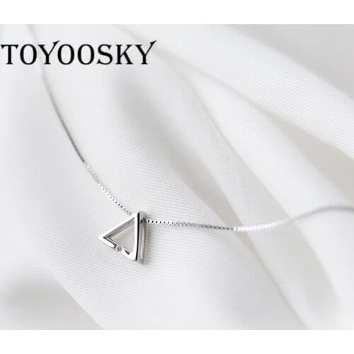 Vintage Simple Necklaces Triangle Shape 925-sterling-silver Necklaces For Women Geometry Hypoallergenic Jewelry